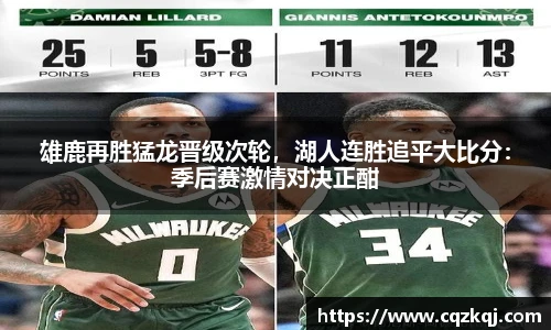雄鹿再胜猛龙晋级次轮，湖人连胜追平大比分：季后赛激情对决正酣